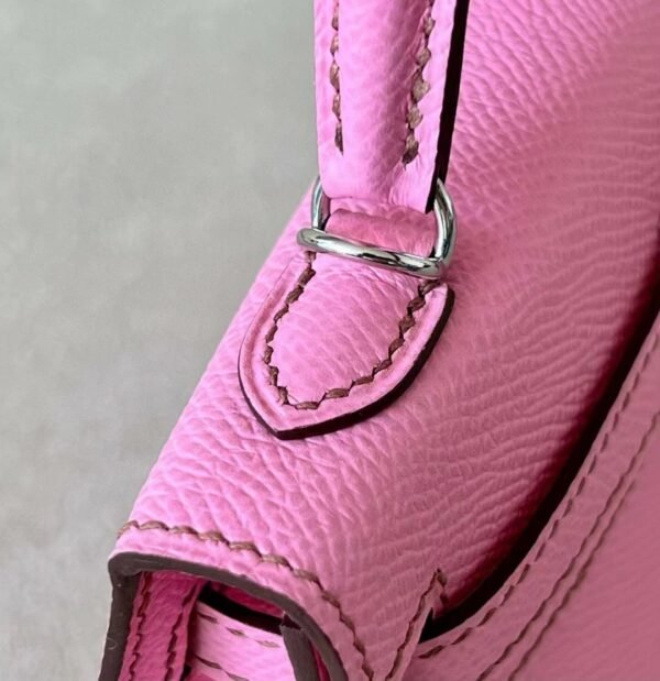 Hermes Mini Kelly Epsom Leather 5P sakura pink Silver Hardware 19cm Full Handmade