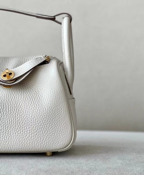Hermes mini Lindy clemence CC10 Creamy White Gold Hardware 19cm Full Handmade