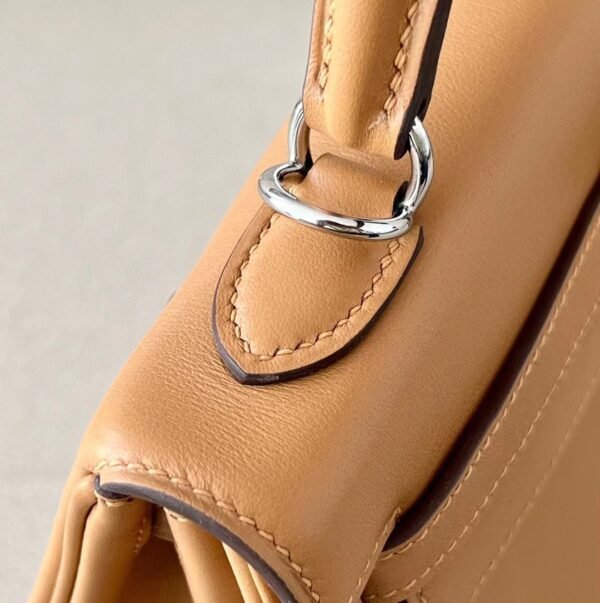 Hermès Kelly Swift OM Light Golden Brown Silver Hardware 25cm Full Handmade