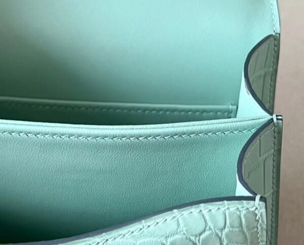 Hermes Constance Matte Alligator crocodile 6U Mint green Silver Hardware 18cm Full Handmade