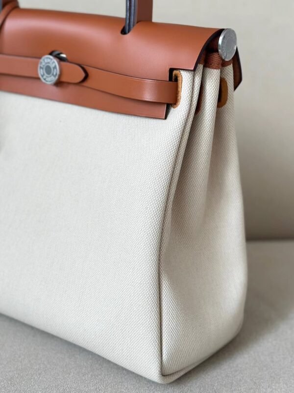 GPC Mode Herbag Barenia & Canvas off-white & Brown Silver Hardware 31cm Full Handmade