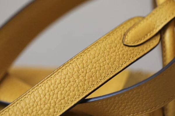 Hermes mini Lindy clemence 9D Amber yellow Silver Hardware 19cm Full Handmade