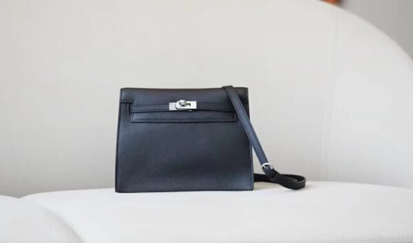 Hermes Kelly dance evercolor CK89 Black Silver Hardware 22cm Full Handmade