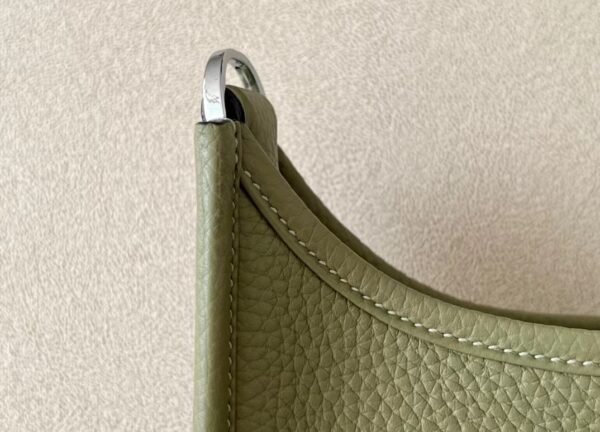 Hermes Evelyne TC Leather Olive green & khaki Silver Hardware 19cm Full Handmade