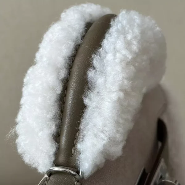 GPC Mode Mini Kelly chamois & swift & Lamb wool CK18 Etoupe Grey Silver Hardware 19cm Full Handmade