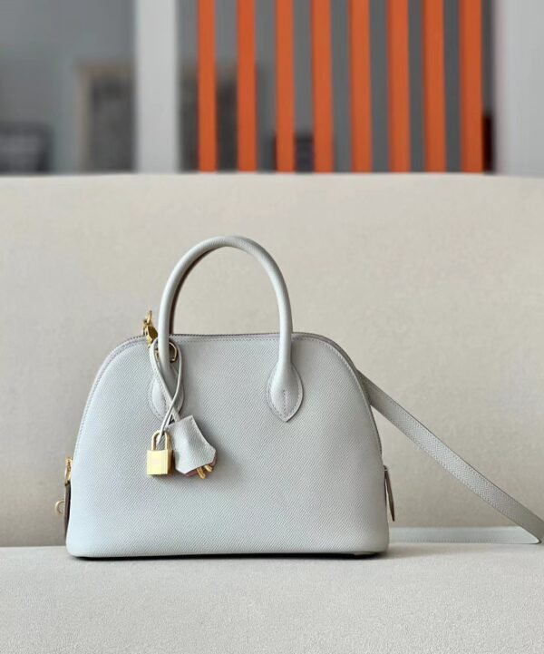 Hermes Bolide Epsom Pearl grey & Pink Gold Hardware 26cm Full Handmade