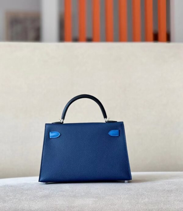 Hermes mini Kelly Epsom 73 Gem Blue & 71 Bright Blue & CK89 Black Silver Hardware 19cm Full Handmade