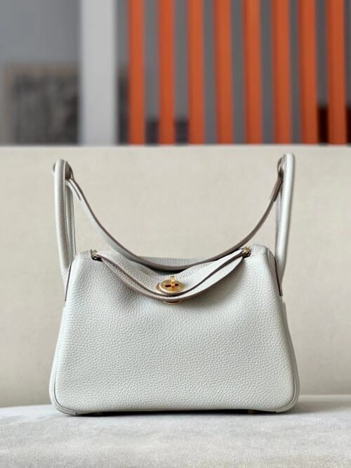Hermès Lindy TC 80 Pearl grey Gold Hardware 26cm Full Handmade
