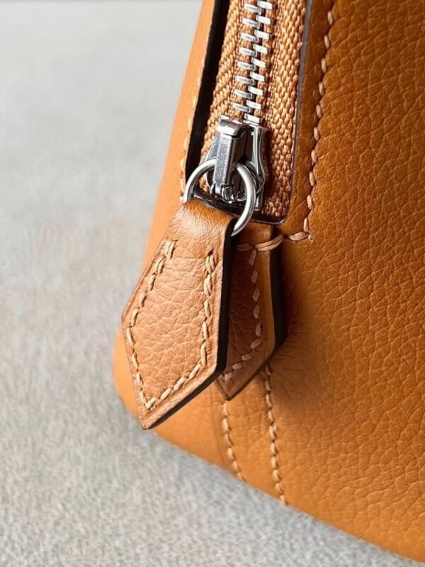 829129891895f67 Hermes Mini Bolide Evercolor 28 Caramel color & 09 Light Purple Silver Hardware 18cm Full Handmade