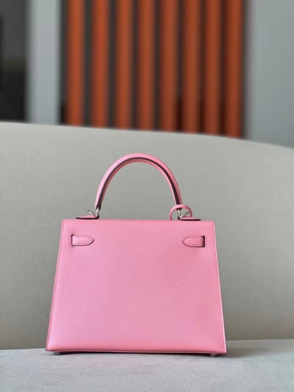 Hermes Kelly Epsom 1Q Creamy Pink Silver Hardware 25cm Full Handmade