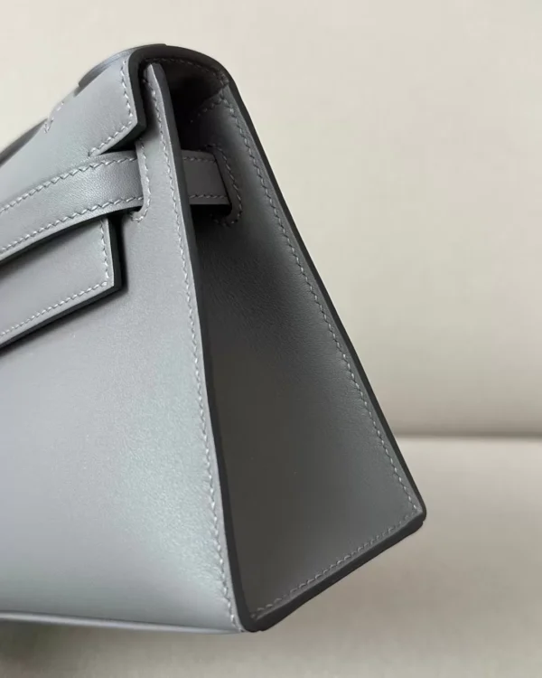 Kelly pochette Swift 0L Royal grey Gold Hardware 22cm Full Handmade