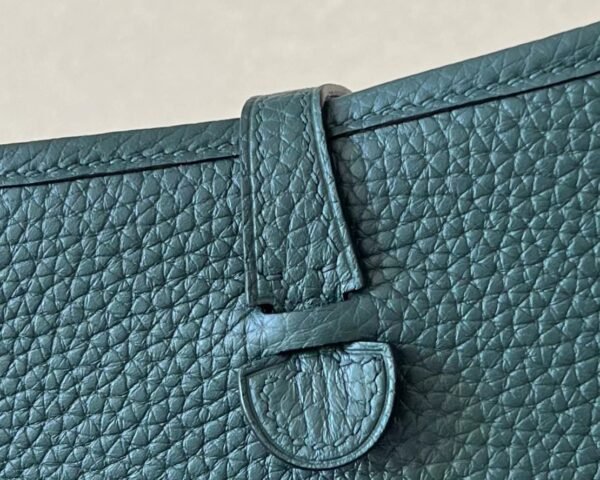 Hermès mini Evelyne TC V0 Deep Green Silver Hardware 17cm Full Handmade