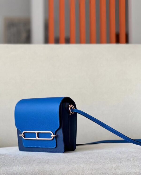 Hermès Roulis evercolor 73 Gem Blue & 71 Bright Blue Rose Gold Hardware 19cm Full Handmade