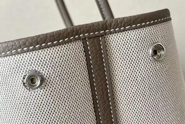 Hermes Garden Party TC Leather & Canvas Creamy White & Etoupe Silver Hardware 36cm Full Handmade