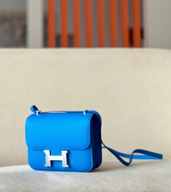 8421ce9af75d63b-1 Hermès Constance Epsom 7Q Bright Blue Silver Hardware 18cm Full Handmade
