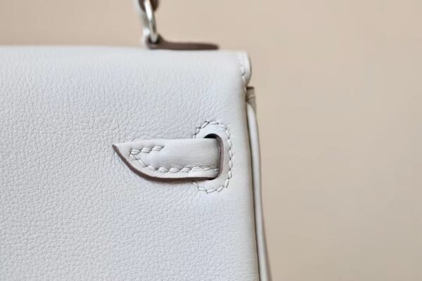 Hermes Kelly doll Swift Pearl grey & Rose Purple Silver Hardware 16cm Full Handmade