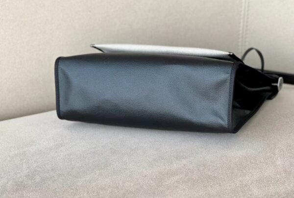 84a96875e5bfdc1 Hermes Herbag Barenia & Waterproof canvas CK89 Black Silver Hardware 31cm Full Handmade