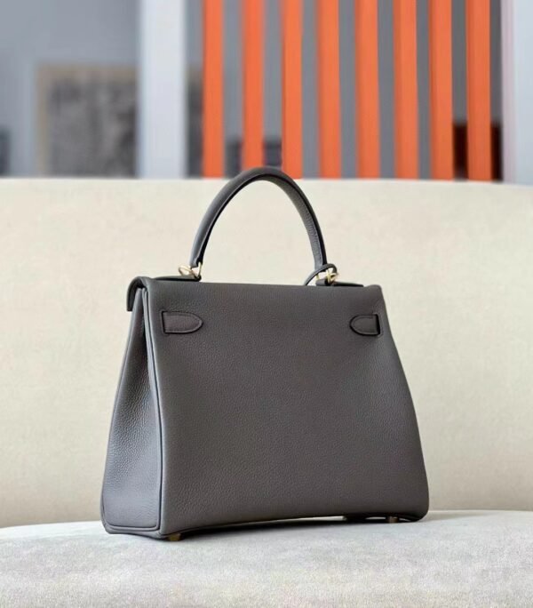 Hermes Kelly Togo CK18 Etoupe Grey Silver Hardware 28cm Full Handmade
