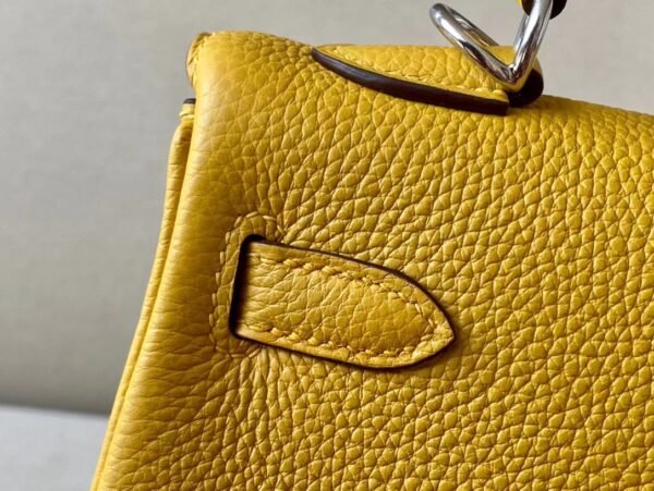 Hermes Kelly Togo Amber yellow Silver Hardware 25cm Full Handmade