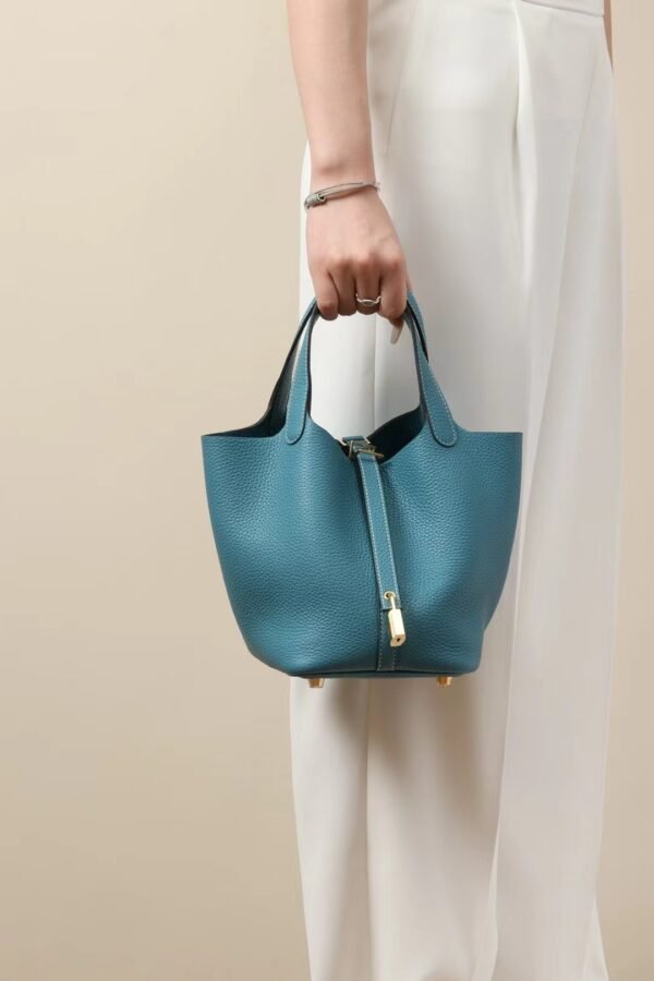 GPC Mode Picotin TC Leather D2 New Denim blue Gold Hardware 18cm Full Handmade