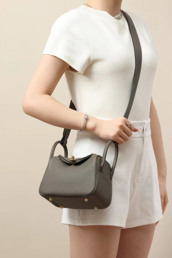 GPC Mode Lindy clemence Leather 8F tinware grey Gold Hardware 19cm Full Handmade