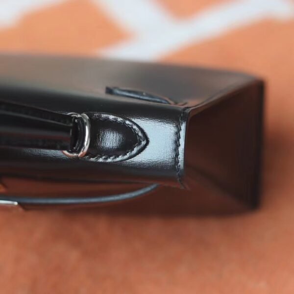GPC Mode Mini kelly Shiny Box Leather CK89 Black Silver Hardware 19cm Full Handmade