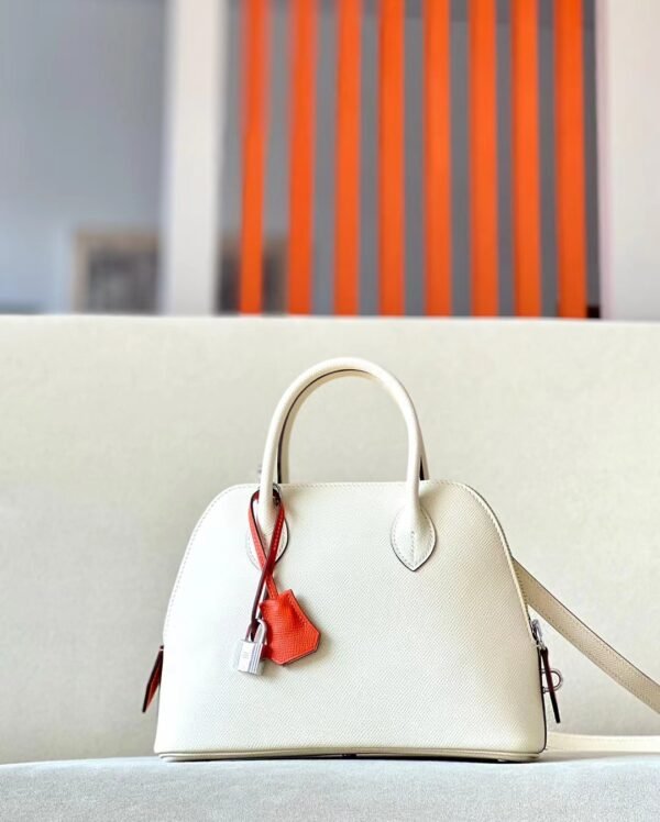 Hermes Bolide Epsom Nata & 9R Lemon yellow & Deep orange Silver Hardware 26cm Full Handmade