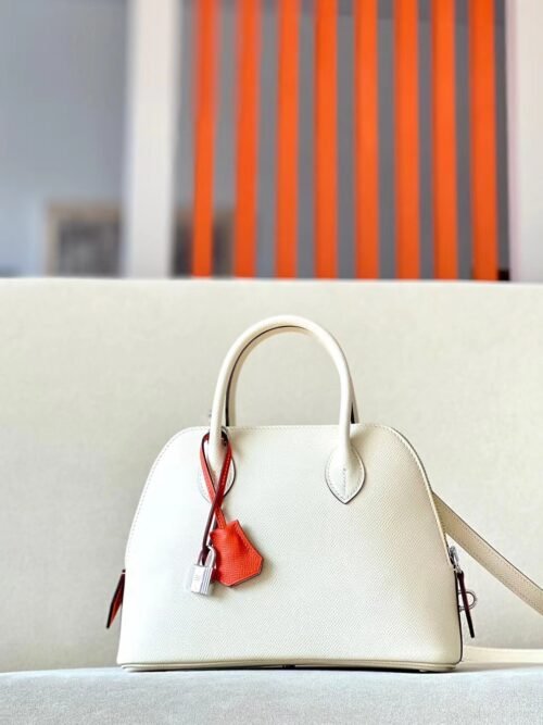 Hermes Bolide Epsom Nata & 9R Lemon yellow & Deep orange Silver Hardware 26cm Full Handmade