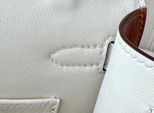 Hermès mini Kelly pochette swift CK37 Golden Brown & CC10 Creamy White Gold Hardware 22cm Full Handmade