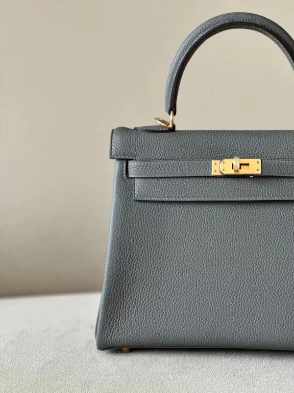 Hermès Kelly Togo 0L Deep Grey Noble grey Gold Hardware 25cm Full Handmade