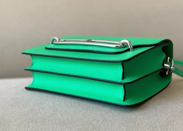87f1f5b89c286f6 Hermès Roulis Evercolor 0Z Fresh Green & 0S Lgiht Green Silver Hardware 19cm Full Handmade