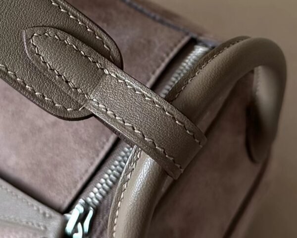 Hermès Mini Lindy chamois & swift CK18 Etoupe Grey Silver Hardware 19cm Full Handmade
