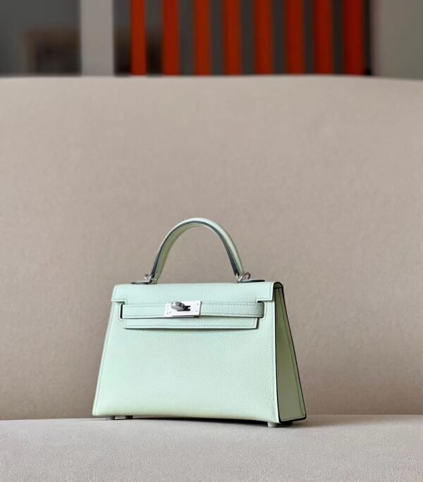 Hermes Mini Kelly Epsom OS Light Green Silver Hardware 19cm Full Handmade
