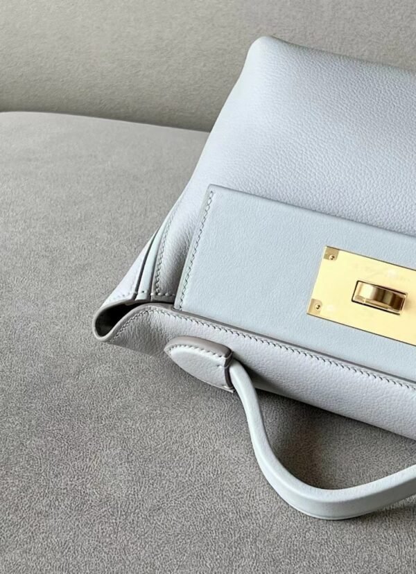 Hermes Kelly 2424 Evercolor & Swift Leather 80 Pearl grey Gold Hardware 21cm Full Handmade