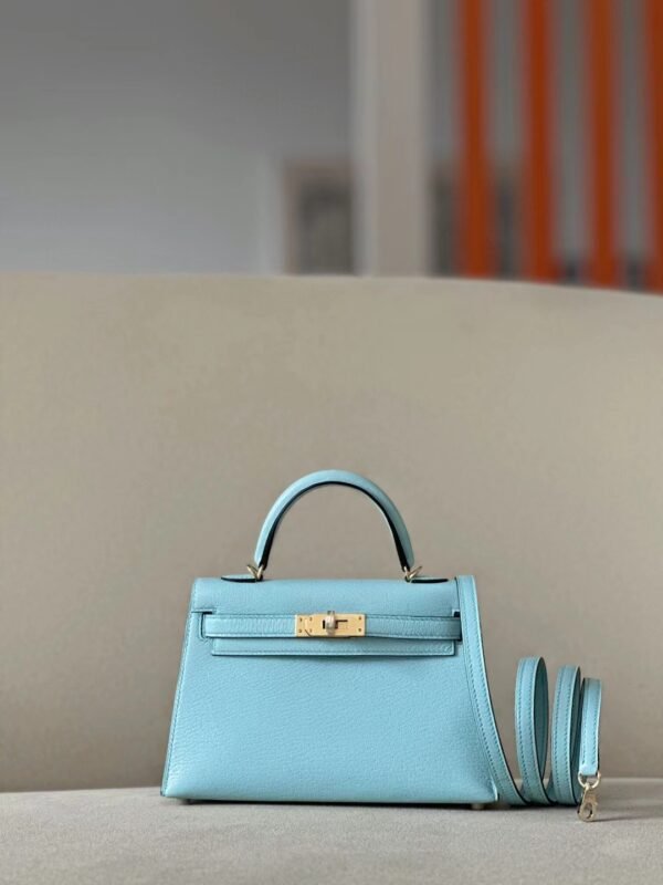 8bf280d5c0b8ffe GPC Mode Mini Kelly Epsom Baby Blue Gold Hardware 19cm Full Handmade