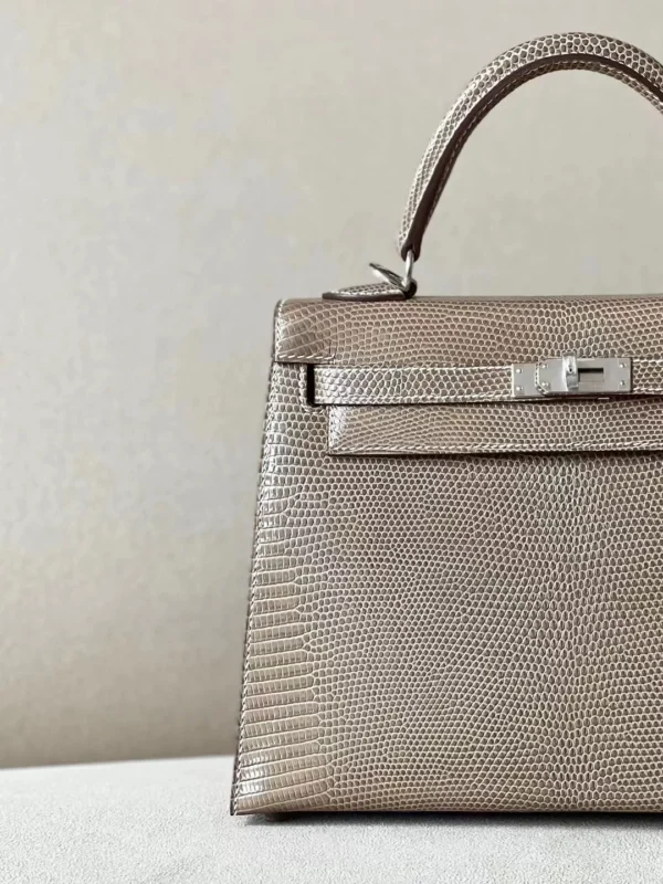 8cbd9a3ee9a1094-jpg Hermès Kelly wild Lizard 17 Twine grey Silver Hardware 25cm Full Handmade