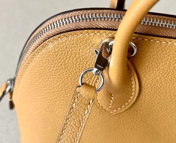 Hermes mini Bolide Evercolor Golden Brown & Pink Silver Hardware 18cm Full Handmade