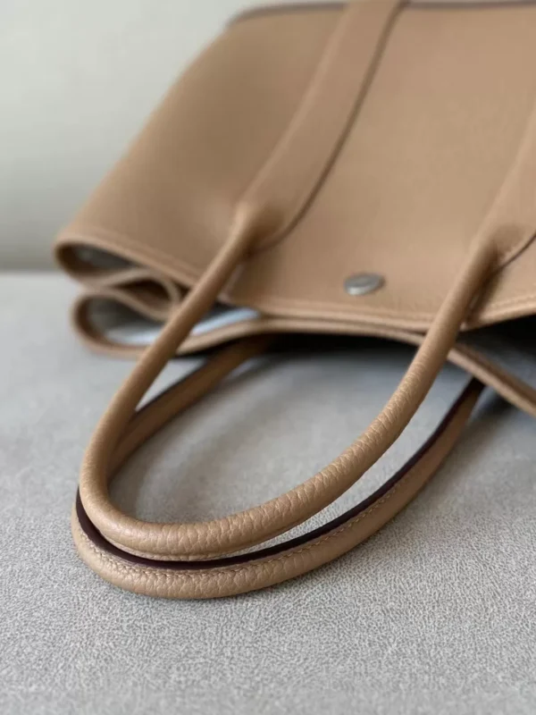 Hermès Garden party Ne Leather 4B Khaki Silver Hardware 30cm Full Handmade