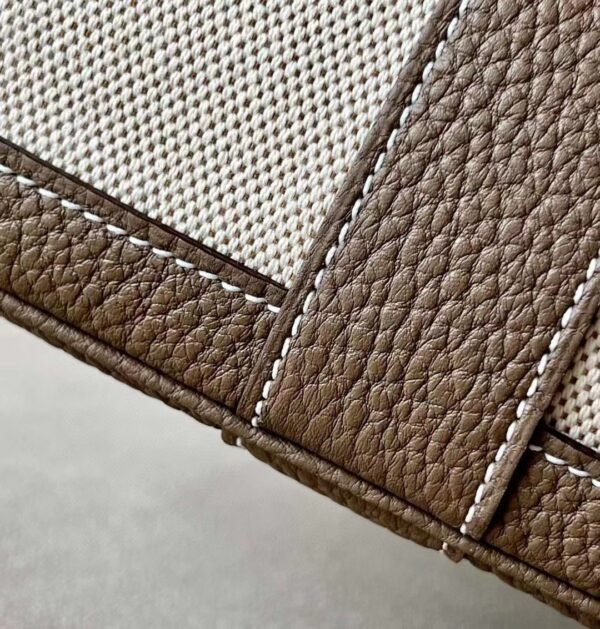 Hermes Garden Party TC Leather & Canvas Creamy White & Etoupe Silver Hardware 36cm Full Handmade