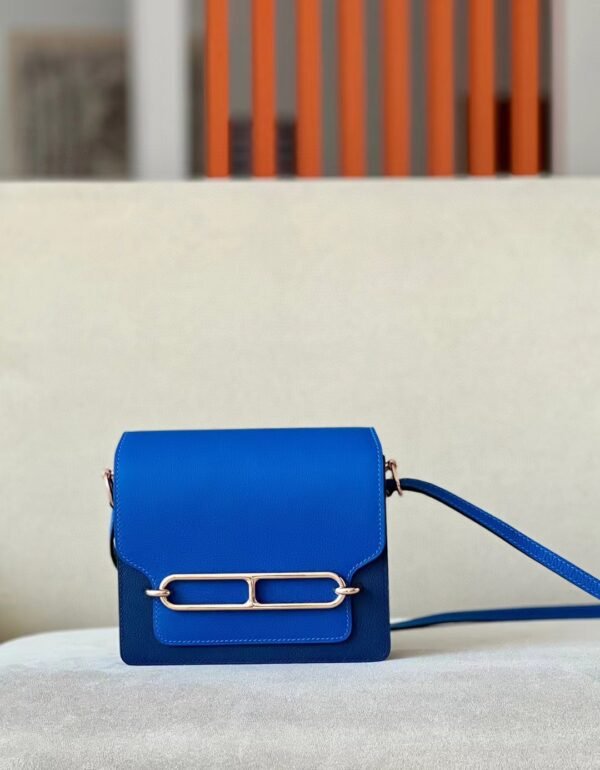 Hermès Roulis evercolor 73 Gem Blue & 71 Bright Blue Rose Gold Hardware 19cm Full Handmade