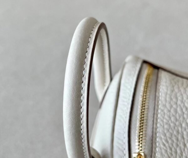 Hermes mini Lindy clemence CC10 Creamy White Gold Hardware 19cm Full Handmade