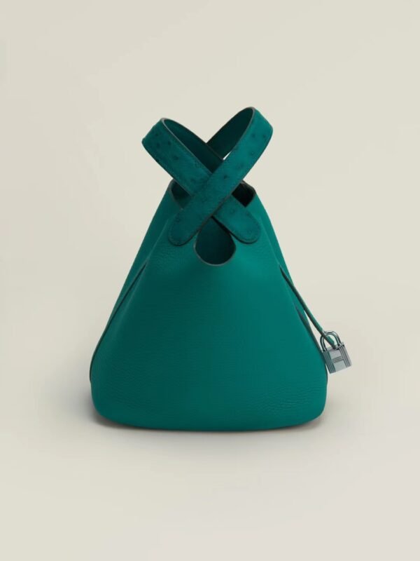 GPC Mode Picotin TC & Ostrich Verona green Gold Hardware 18cm Full Handmade