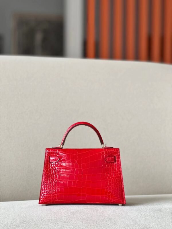 Hermes mini Kelly Shiny Alligator crocodile 95 Ferrari red Gold Hardware 19cm Full Handmade
