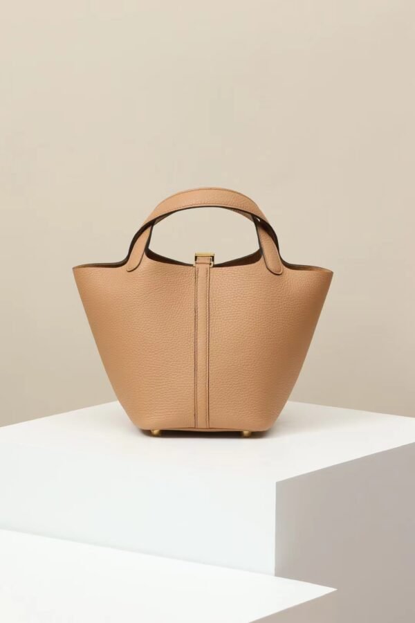 GPC Mode Picotin TC Leather OM New Tea Khaki Gold Hardware 18cm Full Handmade