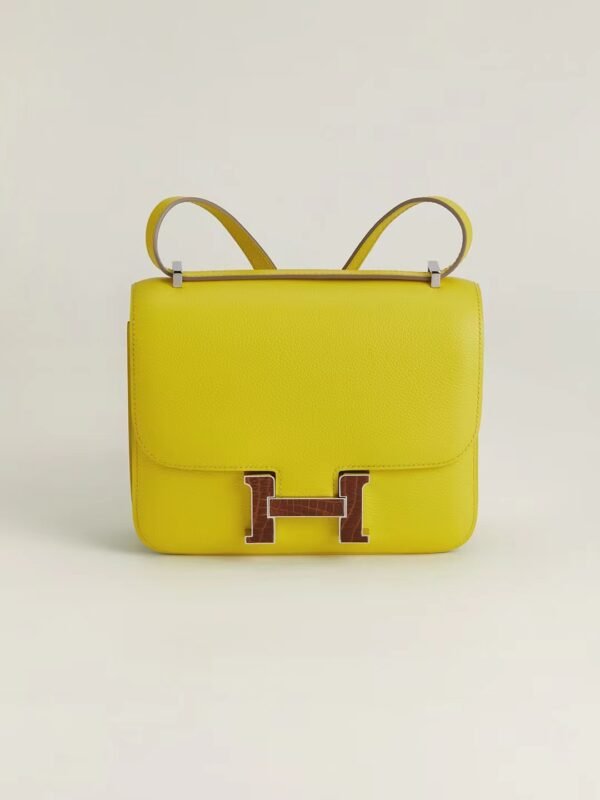8fe166f2e8803bd GPC Mode CJ19-Constance Epsom Lemon yellow Alligator buckle Silver Hardware 18cm Full Handmade