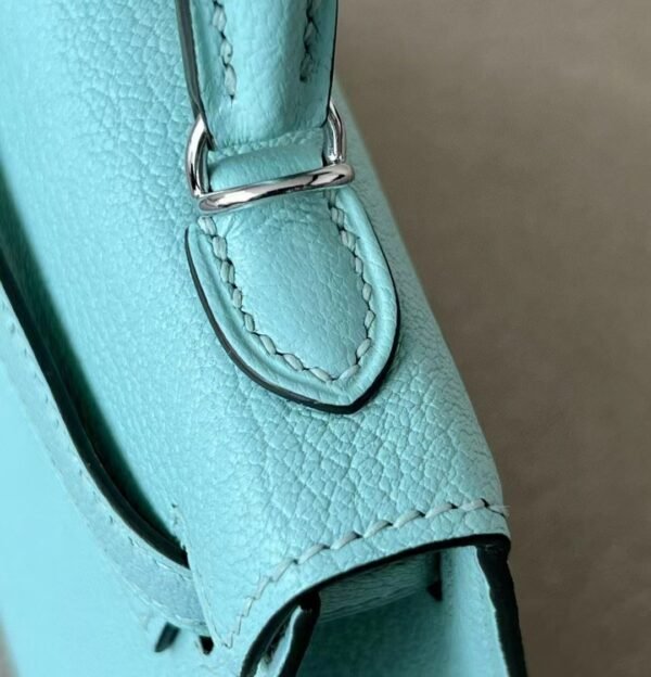 Hermes Mini Kelly chevre 79 turq & 7C cobalt blue Silver Hardware 19cm Full Handmade