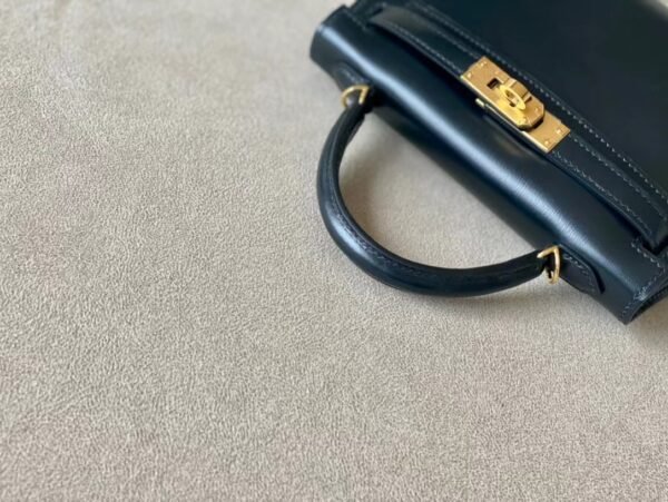 Hermes Mini Kelly Box Black Gold Hardware 19cm Full Handmade