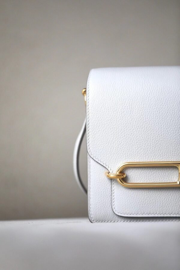 Hermès Roulis evercolor 80 Pearl grey Gold Hardware 19cm Full Handmade