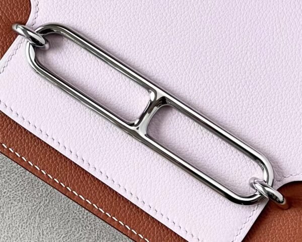Hermes Roulis evercolor 09 Light Purple Pink & CK37 Golden Brown Silver Hardware 18cm Full Handmade