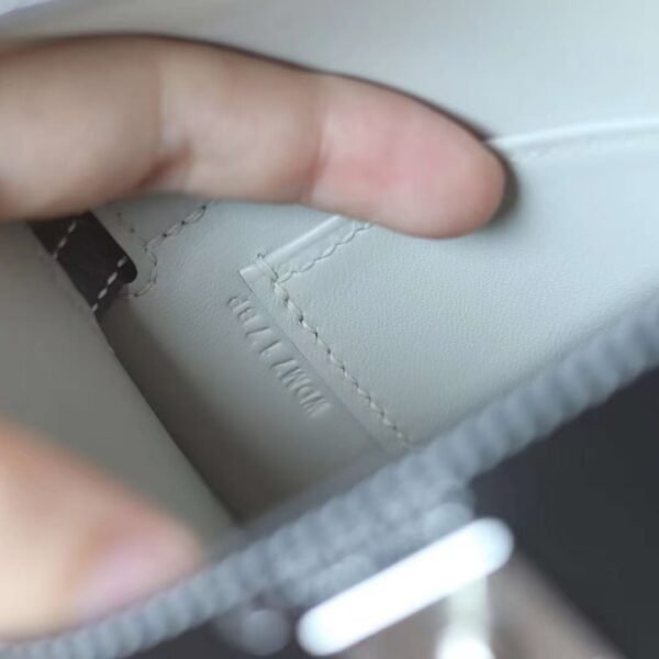 GPC Mode Mini kelly Chever Leather CK89 Black & CK80 Pearl Grey Silver Hardware 19cm Full Handmade